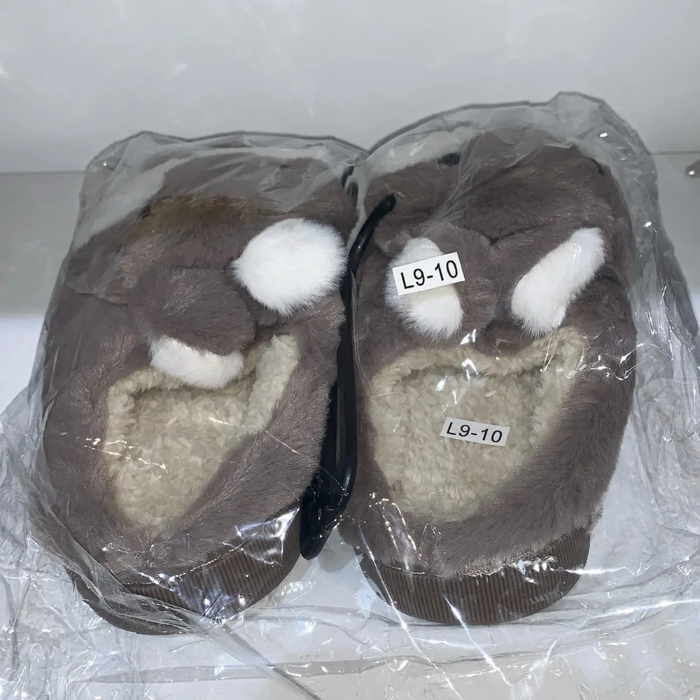 GREY RABBIT SLIPPERS